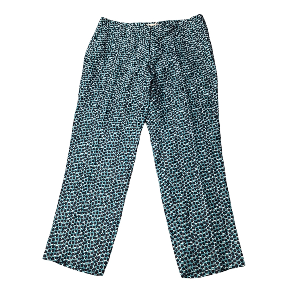 LOFT Marissa Fit Linen Straight Leg Pants Polka Dot Cropped Size 6 NWT
